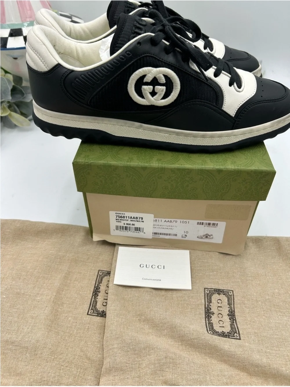 Men’s Gucci, Mac 80 low top leather sneakers size 43/10 made in Italy NWT